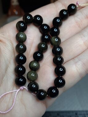 8mm Gold Sheen Obsidian Bead Strand – 8" #3